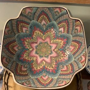 Andrea By Sadek 10" Decorative Bowl Floral Flower Print Mandala